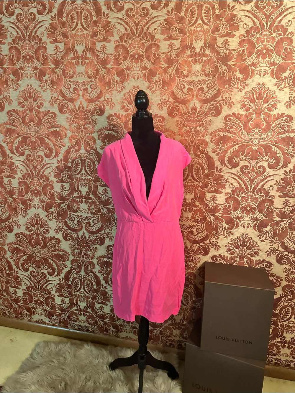 Mango Hot Pink Dress with Tag Detail